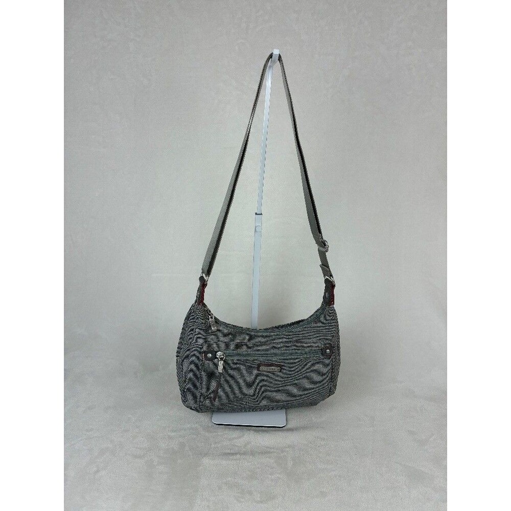 Baggallini Crossbody Hobo Bag Gray Travel Utility Pockets Casual Purse